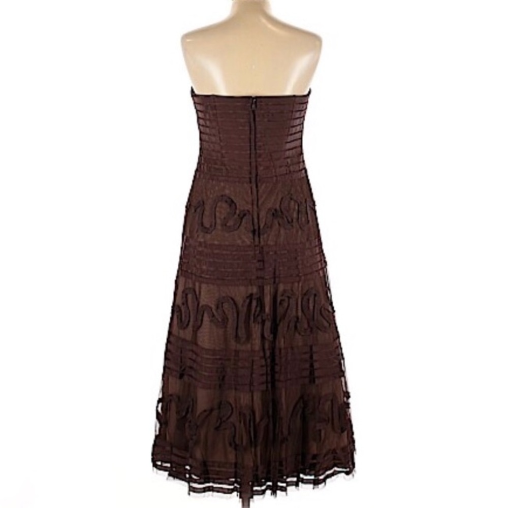 BCBGMAXAZRIA Brown strapless tea length dress SP - Picture 2 of 5
